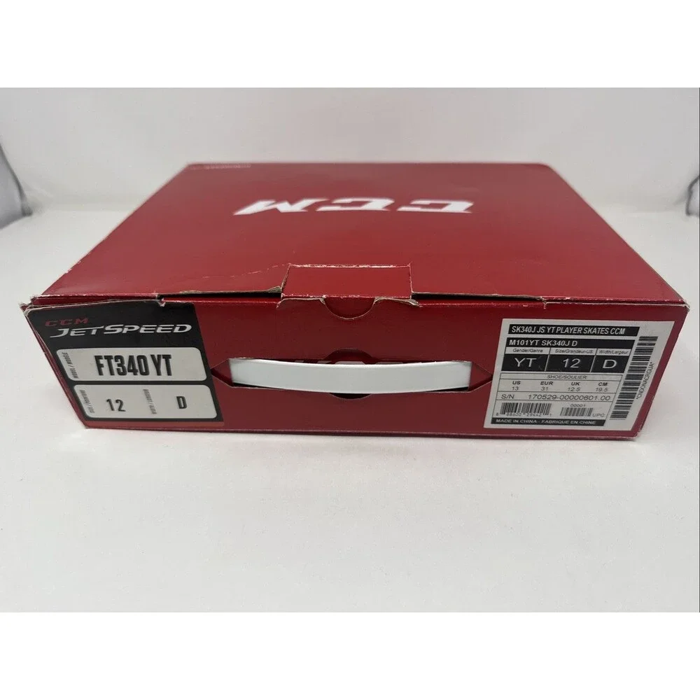 CCM FT340 YOUTH 12 D YT Jet speed Ice Hockey Player Skates BOX NICE Red Black